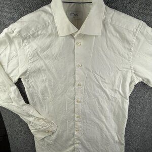 Eton 16 Slim Harrogate Button Up Shirt White Long Sleeve Men Cotton Woven Adult